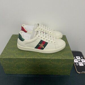 Gucci White Ace Sneakers with Bee Detail